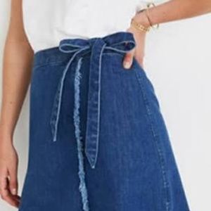 Madewell Raw Hem Mini Wrap Denim Skirt
